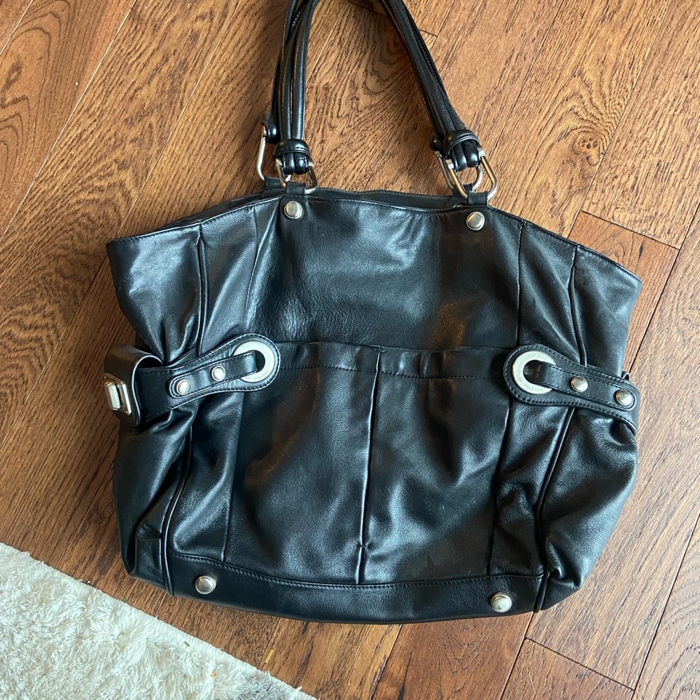 b. makowsky Black Leather Hobo Bag gently used